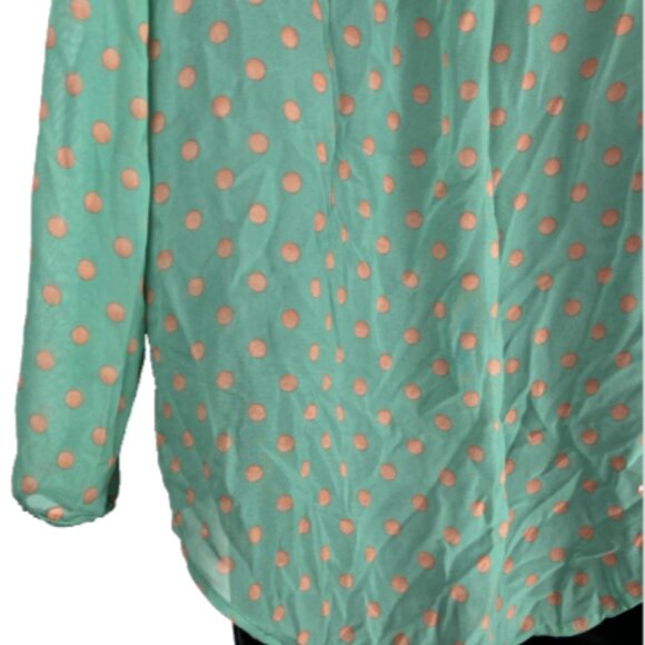Moon Collection Large Sheer Polka Dot Multi Color 3/4 Sleeve Blouse w/pockets - Picture 8 of 16